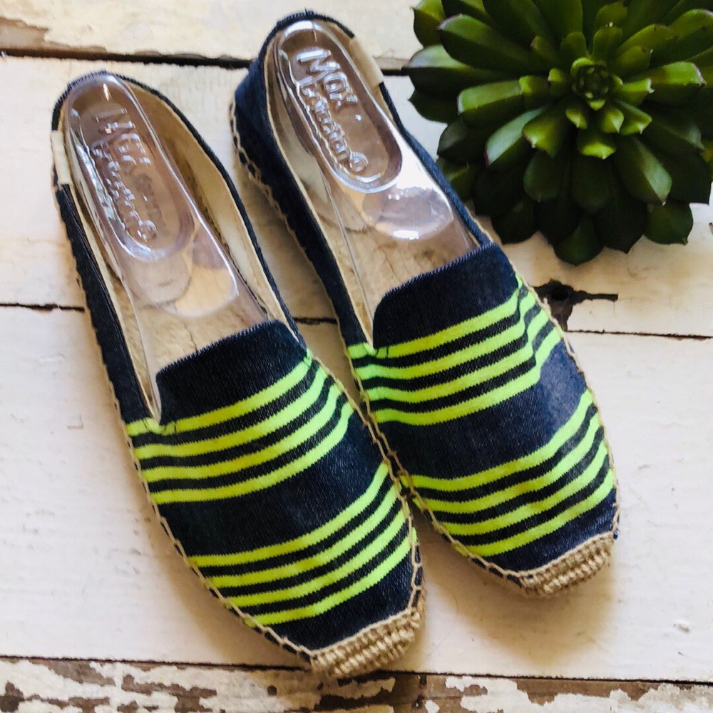 Soludos x Lem Lem denim stripe slip on shoes
